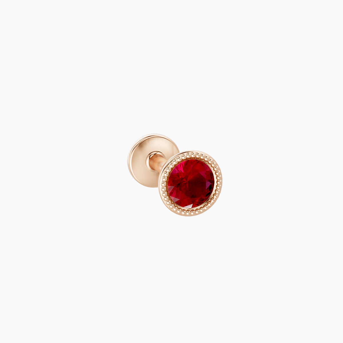 Aya | 18k Rose Gold 5 mm 4 mm Round Ruby Nose Piercing