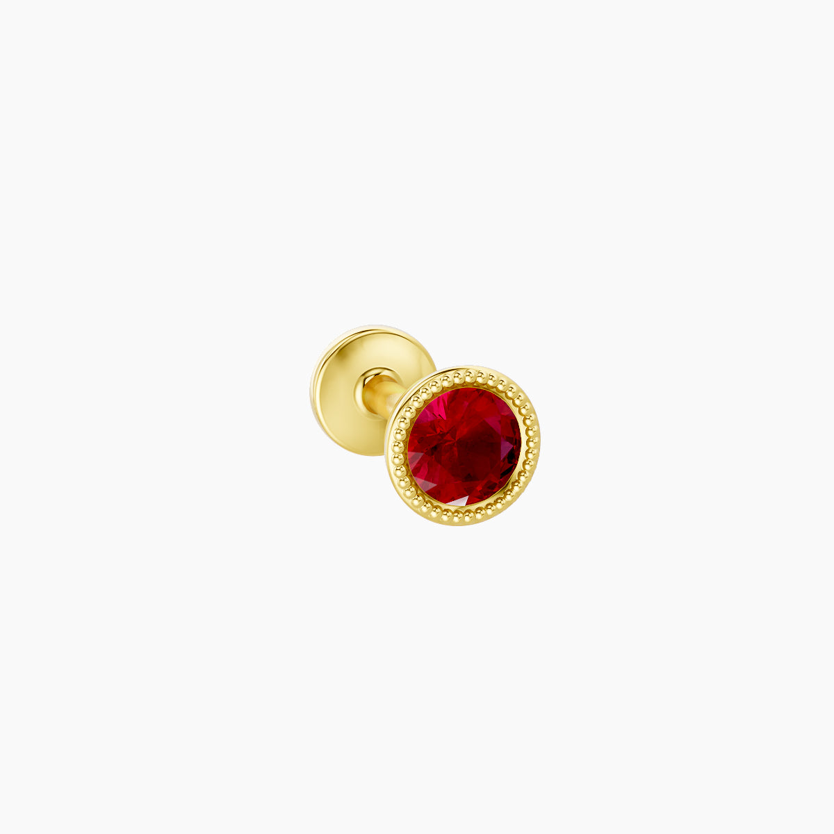 Aya | 18k Yellow Gold 5 mm 4 mm Round Ruby Nose Piercing