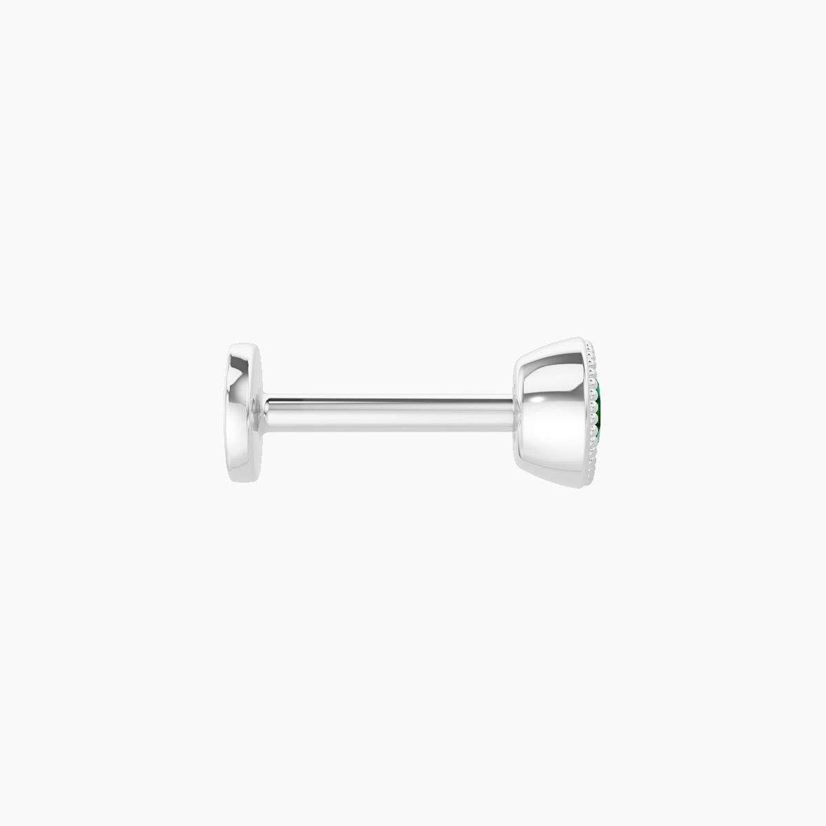 Aya | 18k White Gold 6.5 mm 4 mm Round Emerald Nose Piercing