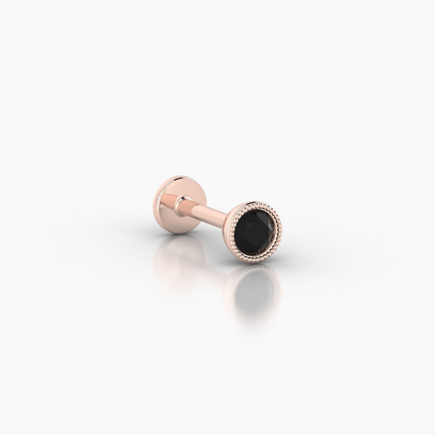 Aya | 18k Rose Gold 6.5 mm 4 mm Round Black Diamond Nose Piercing