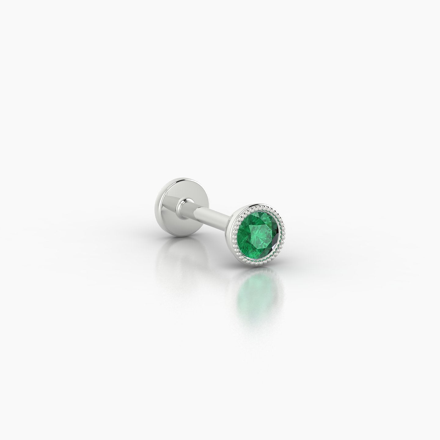 Aya | 18k White Gold 6.5 mm 4 mm Round Emerald Nose Piercing