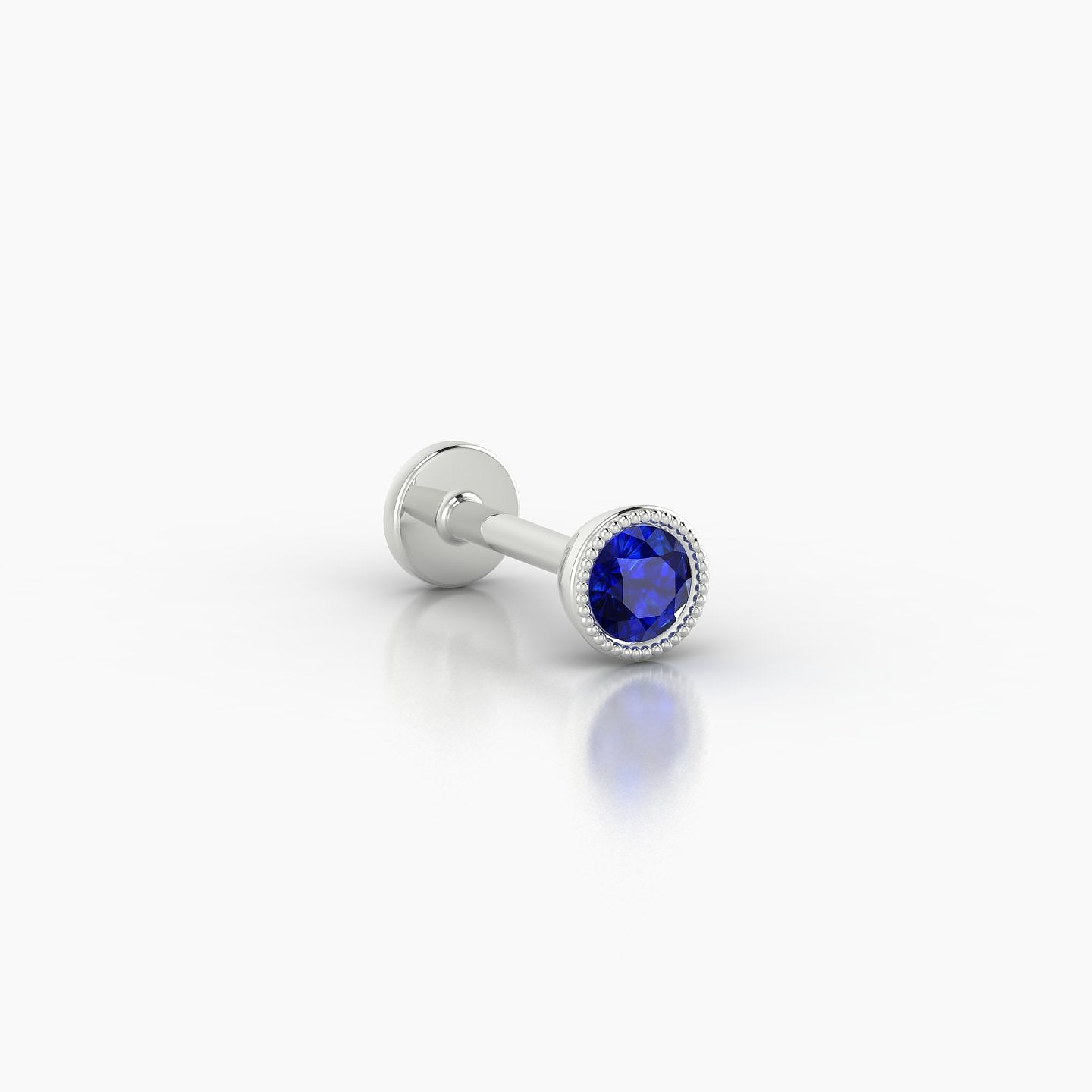 Aya | 18k White Gold 6.5 mm 4 mm Round Sapphire Nose Piercing