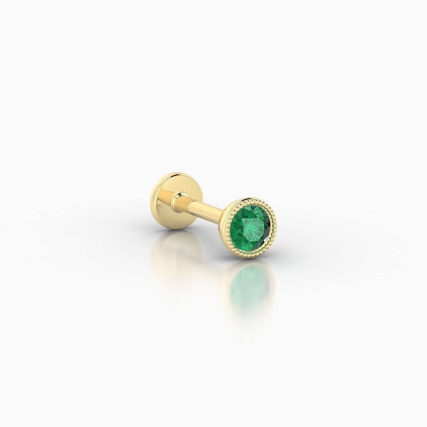Aya | 18k Yellow Gold 6.5 mm 4 mm Round Emerald Nose Piercing