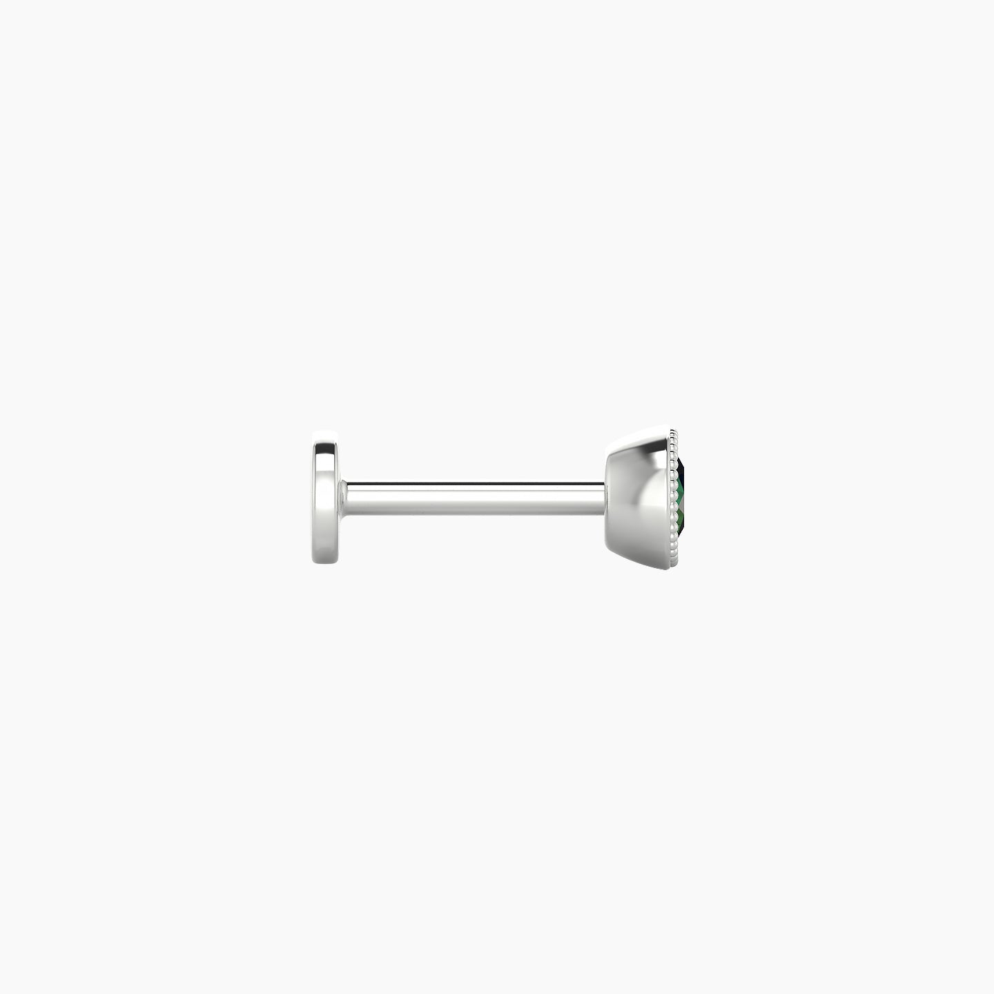 Aya | 18k White Gold 6.5 mm 4 mm Round Emerald Nose Piercing