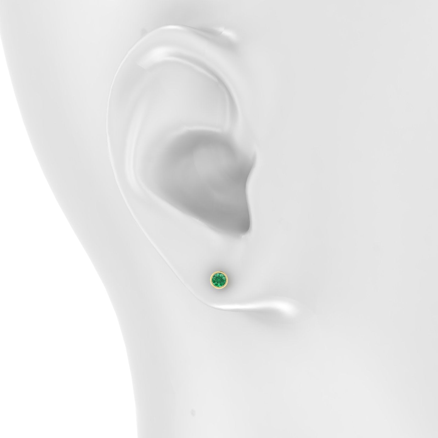 Aya | 18k Yellow Gold 6.5 mm 4 mm Round Emerald Piercing