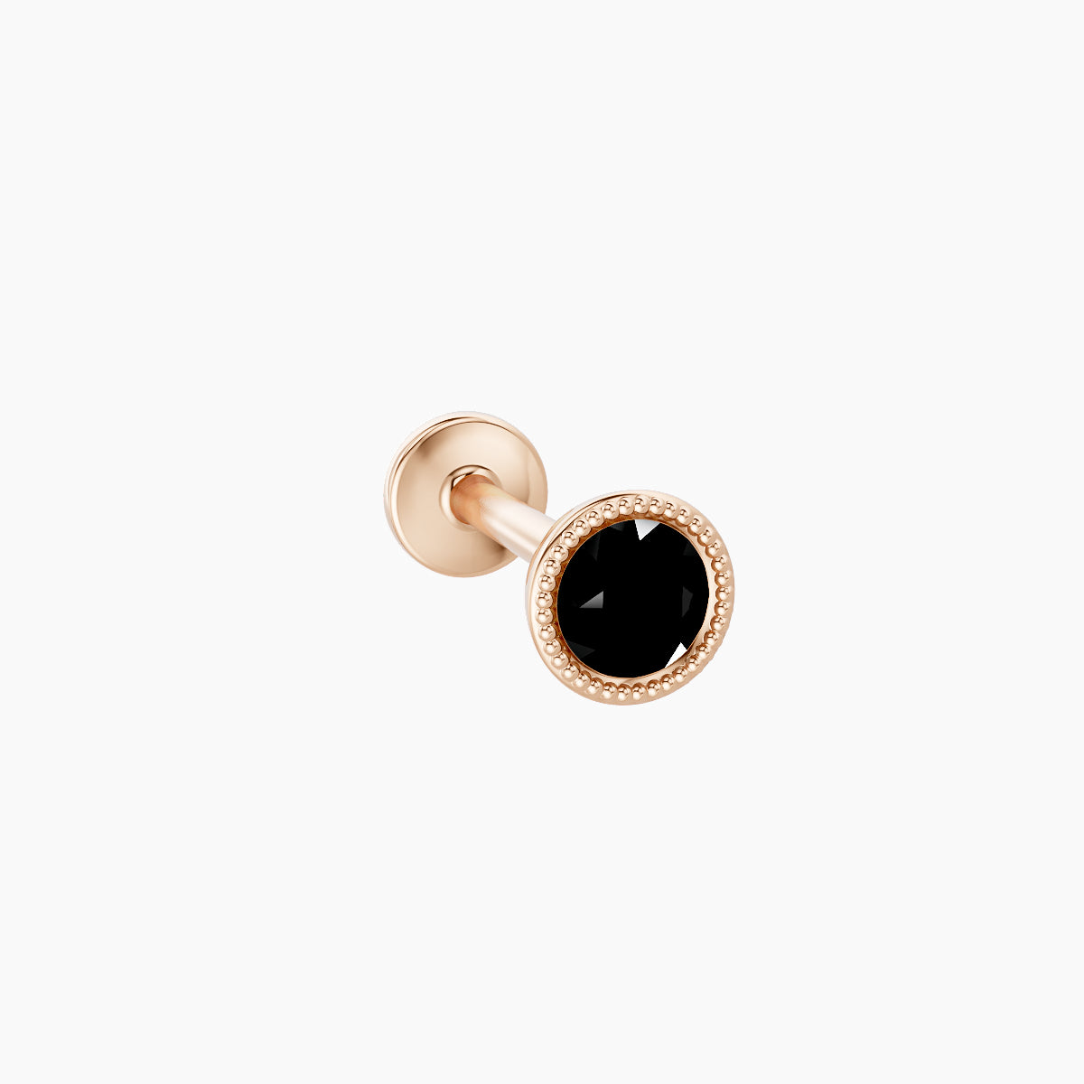 Aya | 18k Rose Gold 8 mm 4 mm Round Black Diamond Nose Piercing