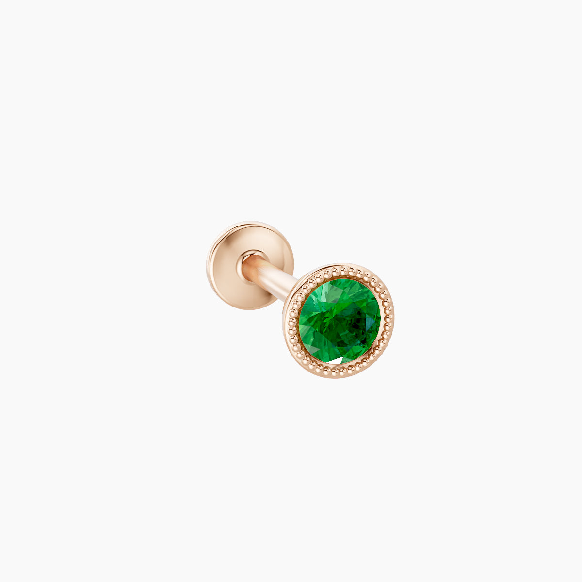 Aya | 18k Rose Gold 8 mm 4 mm Round Emerald Nose Piercing
