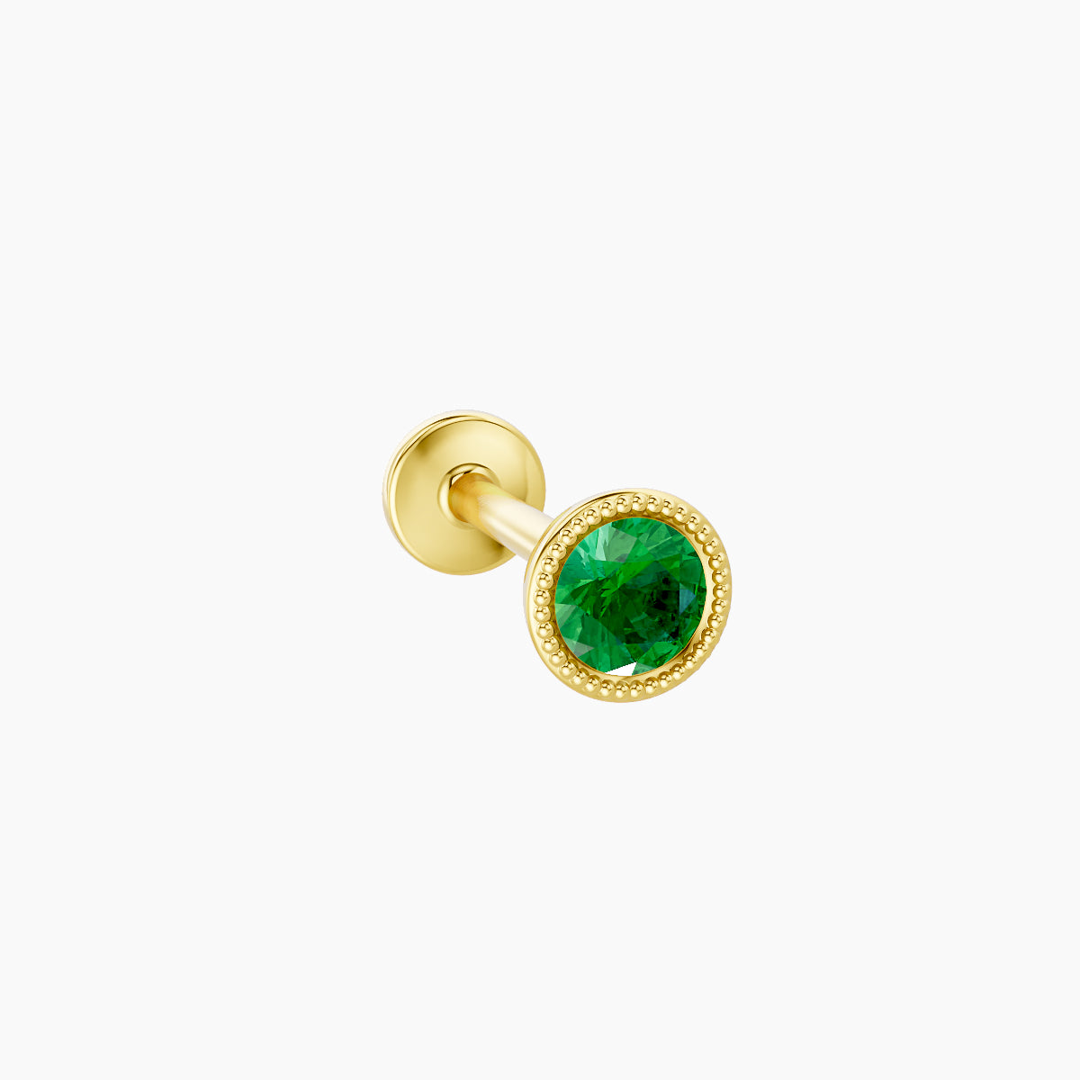 Aya | 18k Yellow Gold 8 mm 4 mm Round Emerald Nose Piercing