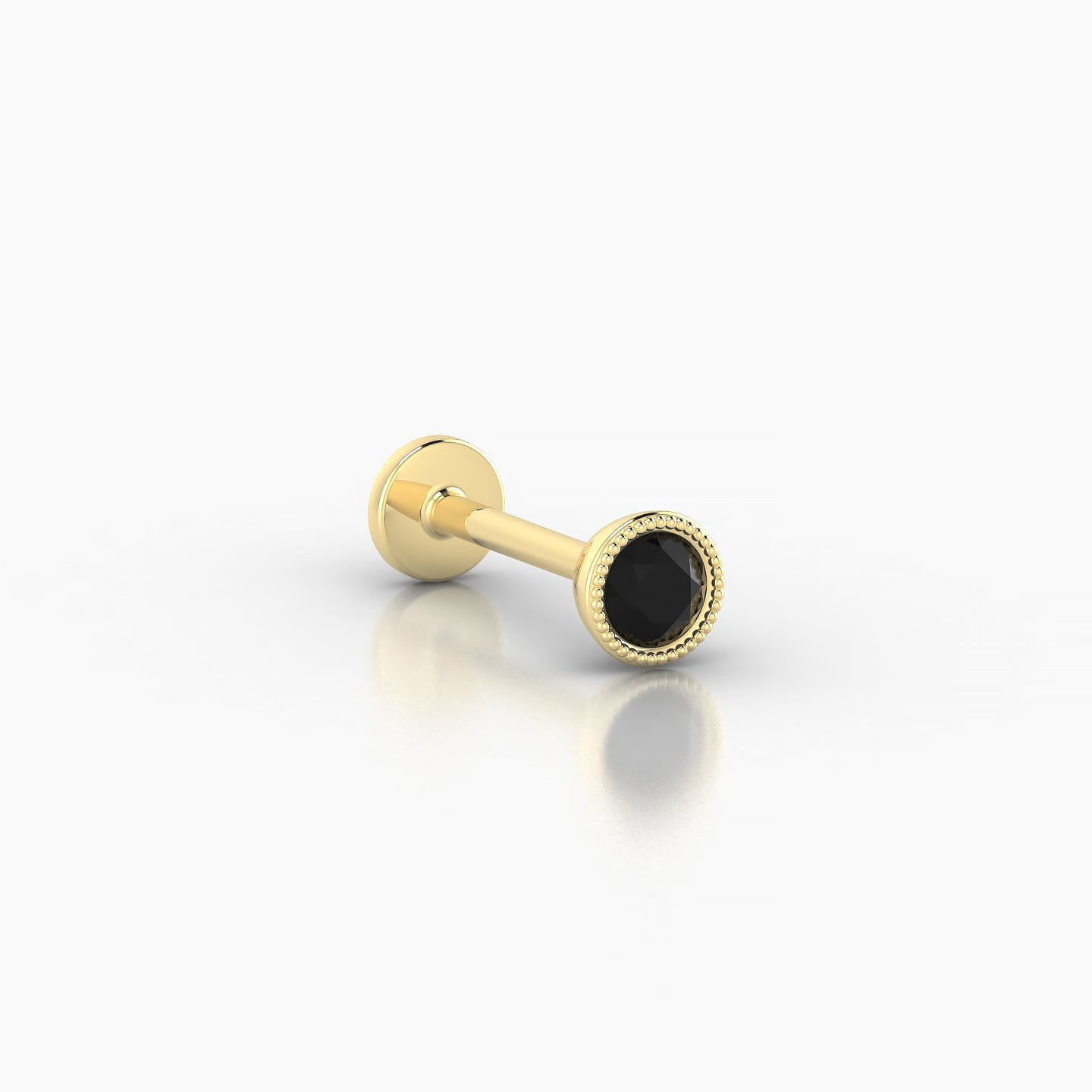 Aya | 18k Yellow Gold 8 mm 4 mm Round Black Diamond Nose Piercing