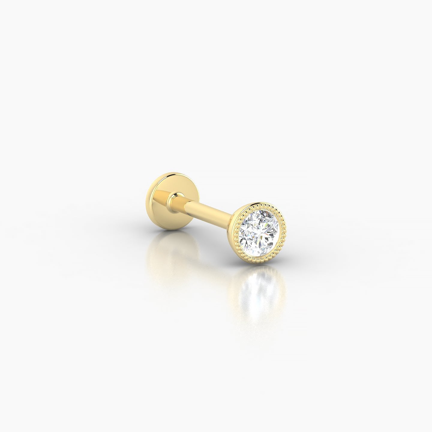 Aya | 18k Yellow Gold 4 mm 8 mm Round Diamond Nose Piercing