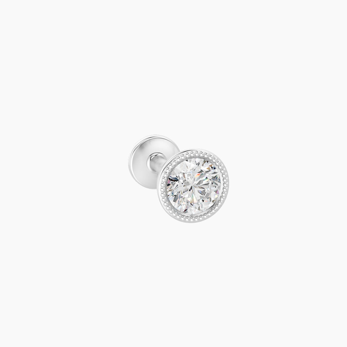 Aya | 18k White Gold 4.5 mm 5 mm Round Diamond Nose Piercing