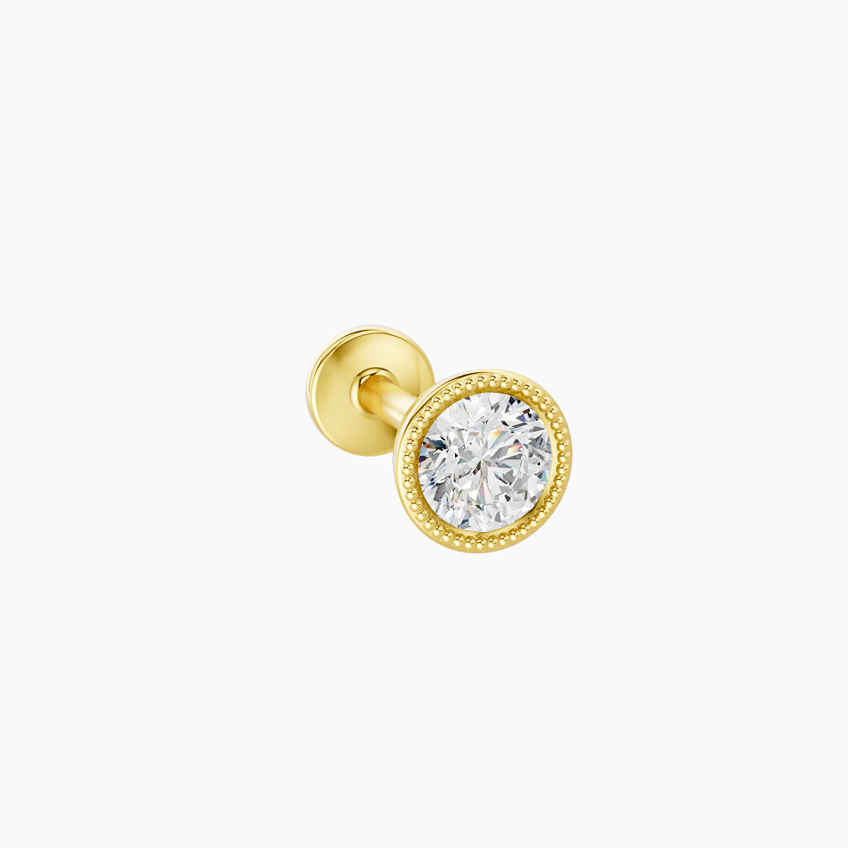 Aya | 18k Yellow Gold 4.5 mm 6.5 mm Round Diamond Nose Piercing