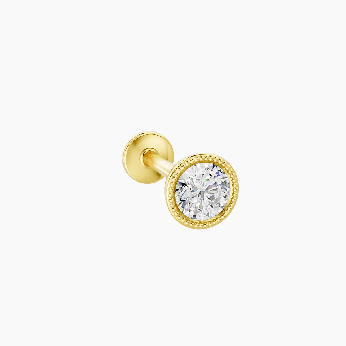 Aya | 18k Yellow Gold 4.5 mm 8 mm Round Diamond Nose Piercing