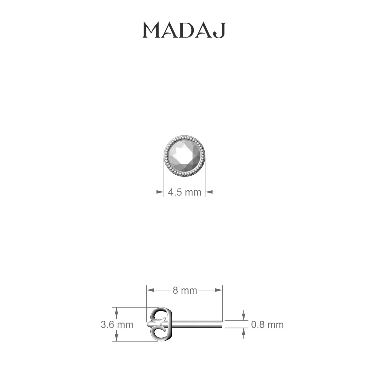 Aya | 18k White Gold 4.5 mm Round Diamond Earring
