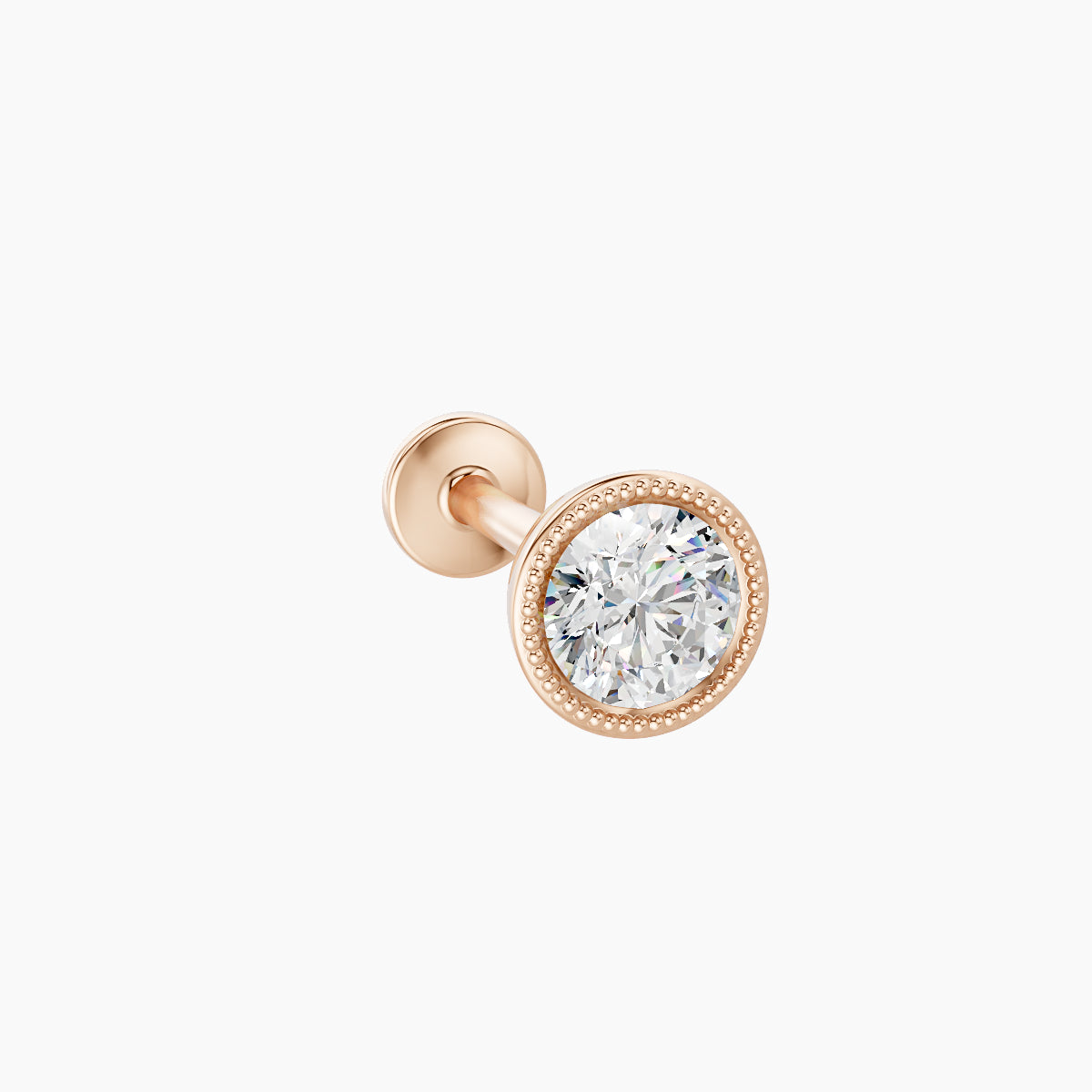 Aya | 18k Rose Gold 5 mm 8 mm Round Diamond Nose Piercing