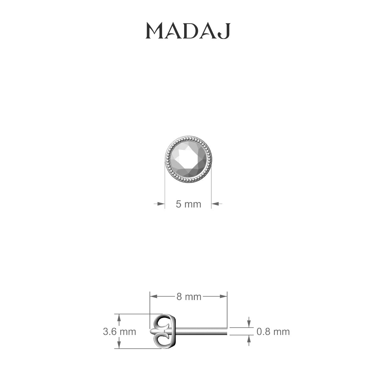 Aya | 18k White Gold 5 mm Round Diamond Earring