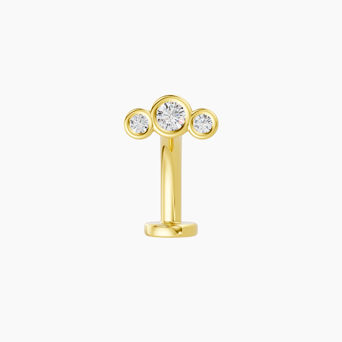Bast | 18k Yellow Gold 6.5 mm 10 mm Trilogy Diamond Floating Navel Piercing