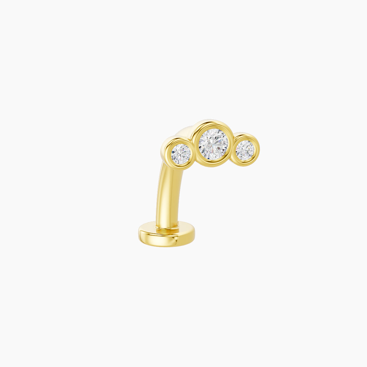 Bast | 18k Yellow Gold 6.5 mm 10 mm Trilogy Diamond Floating Navel Piercing