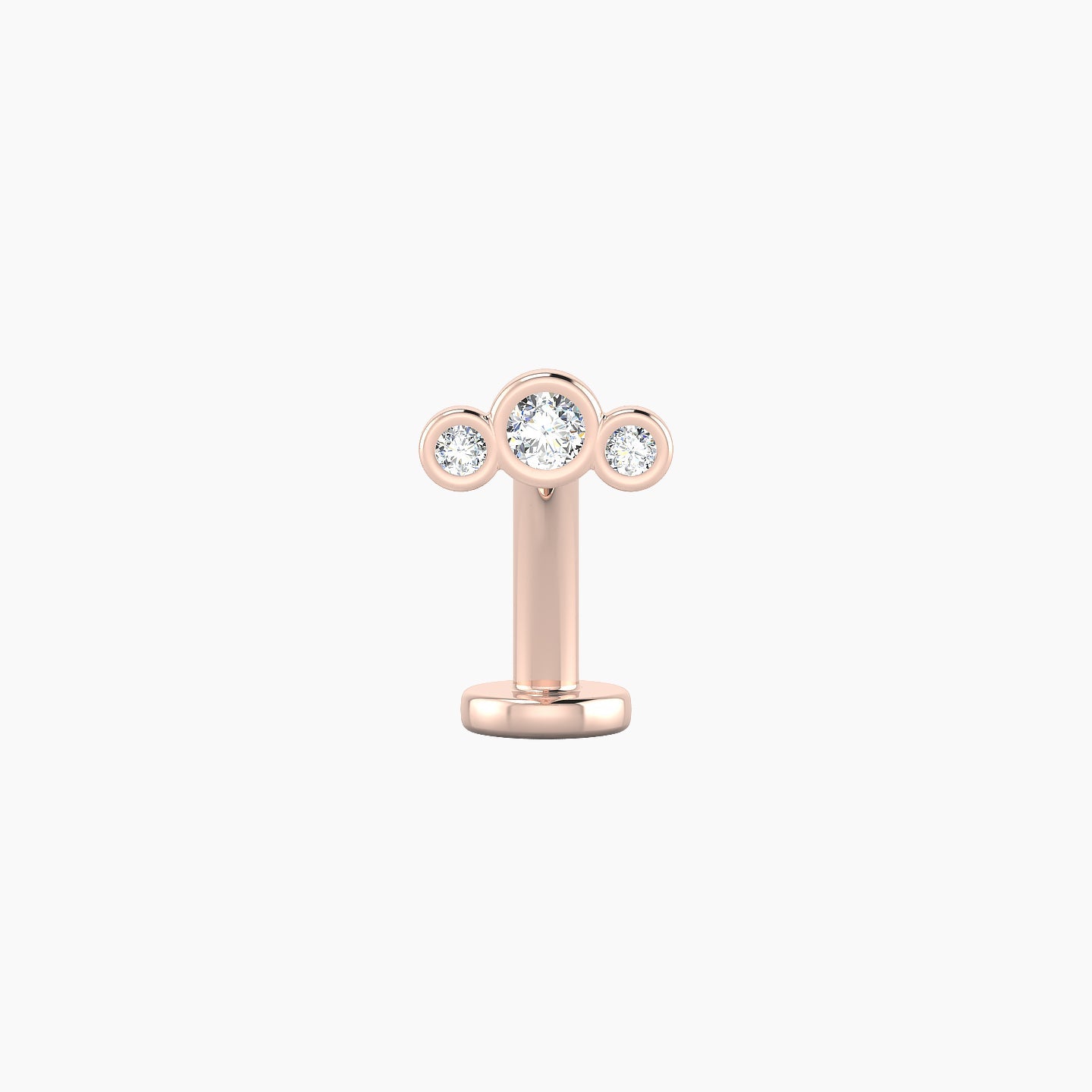 Bast | 18k Rose Gold 6.5 mm 10 mm Trilogy Diamond Floating Navel Piercing