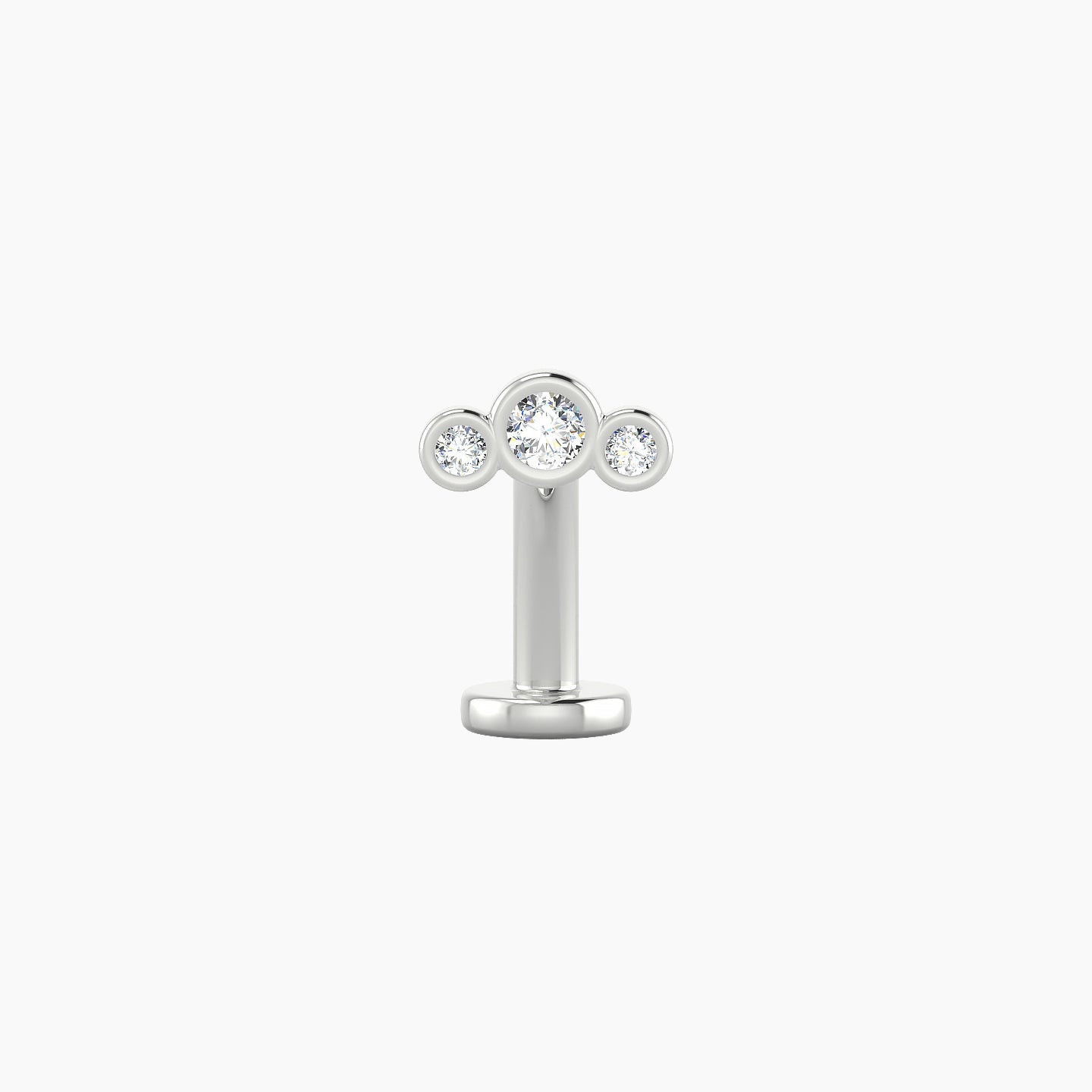 Bast | 18k White Gold 6.5 mm 10 mm Trilogy Diamond Floating Navel Piercing