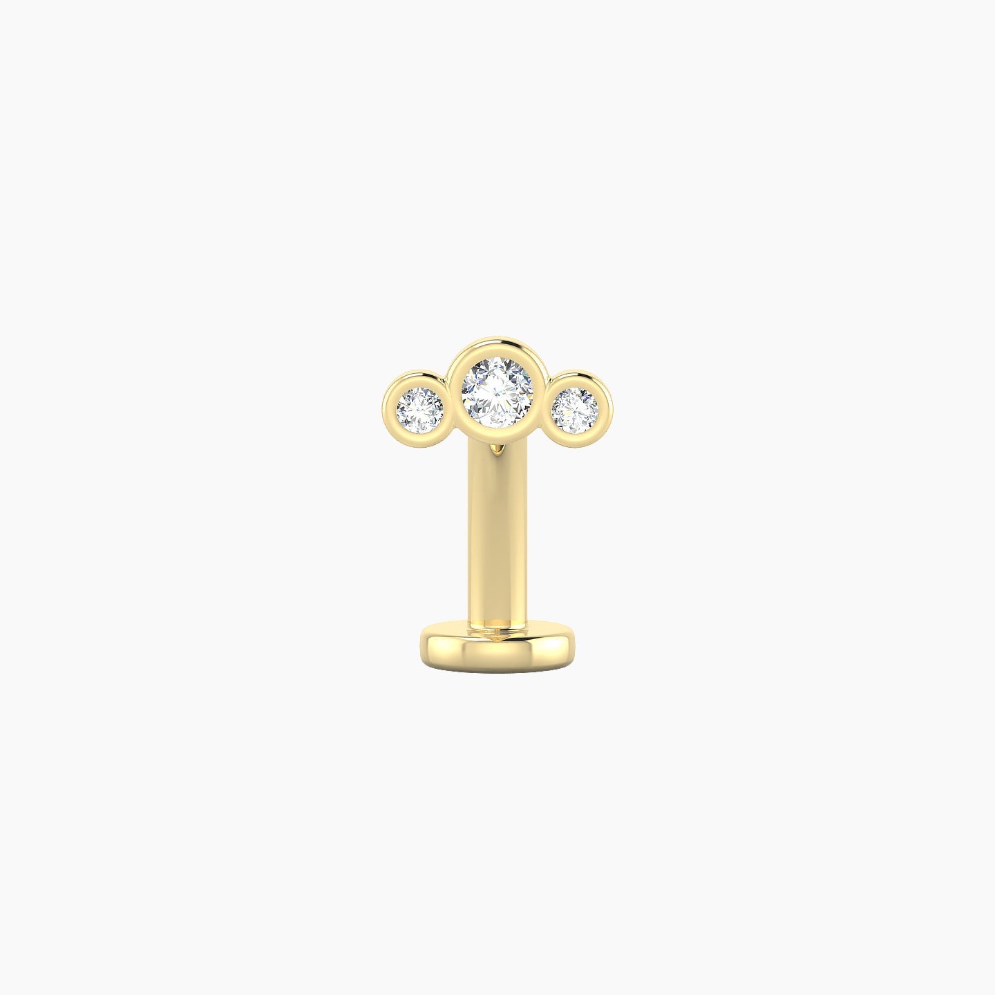 Bast | 18k Yellow Gold 6.5 mm 10 mm Trilogy Diamond Floating Navel Piercing
