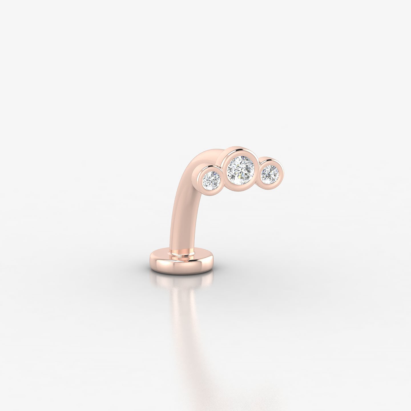 Bast | 18k Rose Gold 6.5 mm 10 mm Trilogy Diamond Floating Navel Piercing