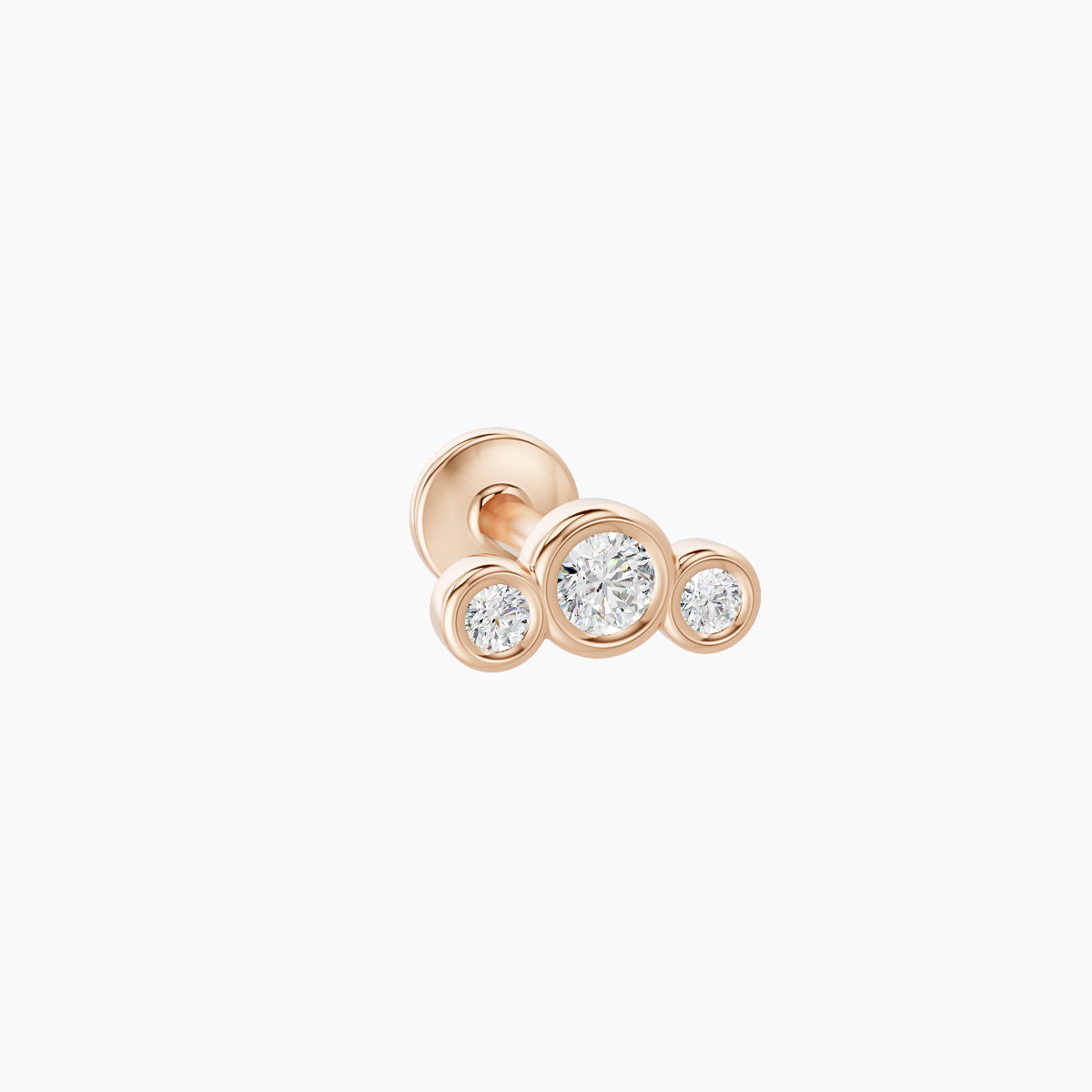Bast | 18k Rose Gold 6.5 mm 5 mm Trilogy Diamond Piercing