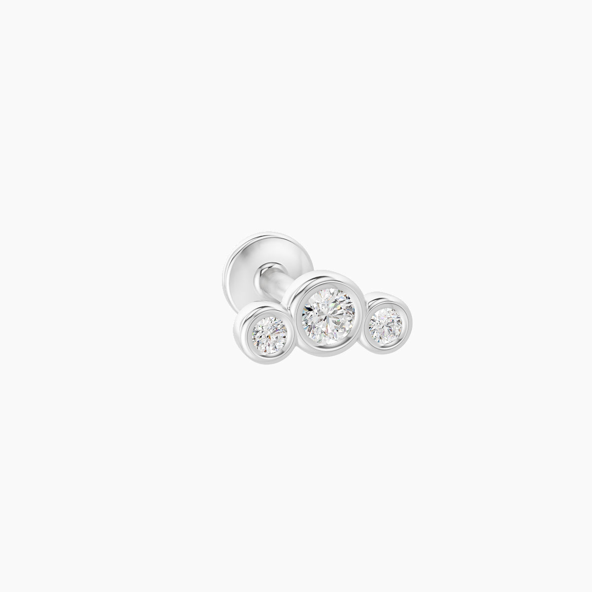 Bast | 18k White Gold 6.5 mm 5 mm Trilogy Diamond Piercing
