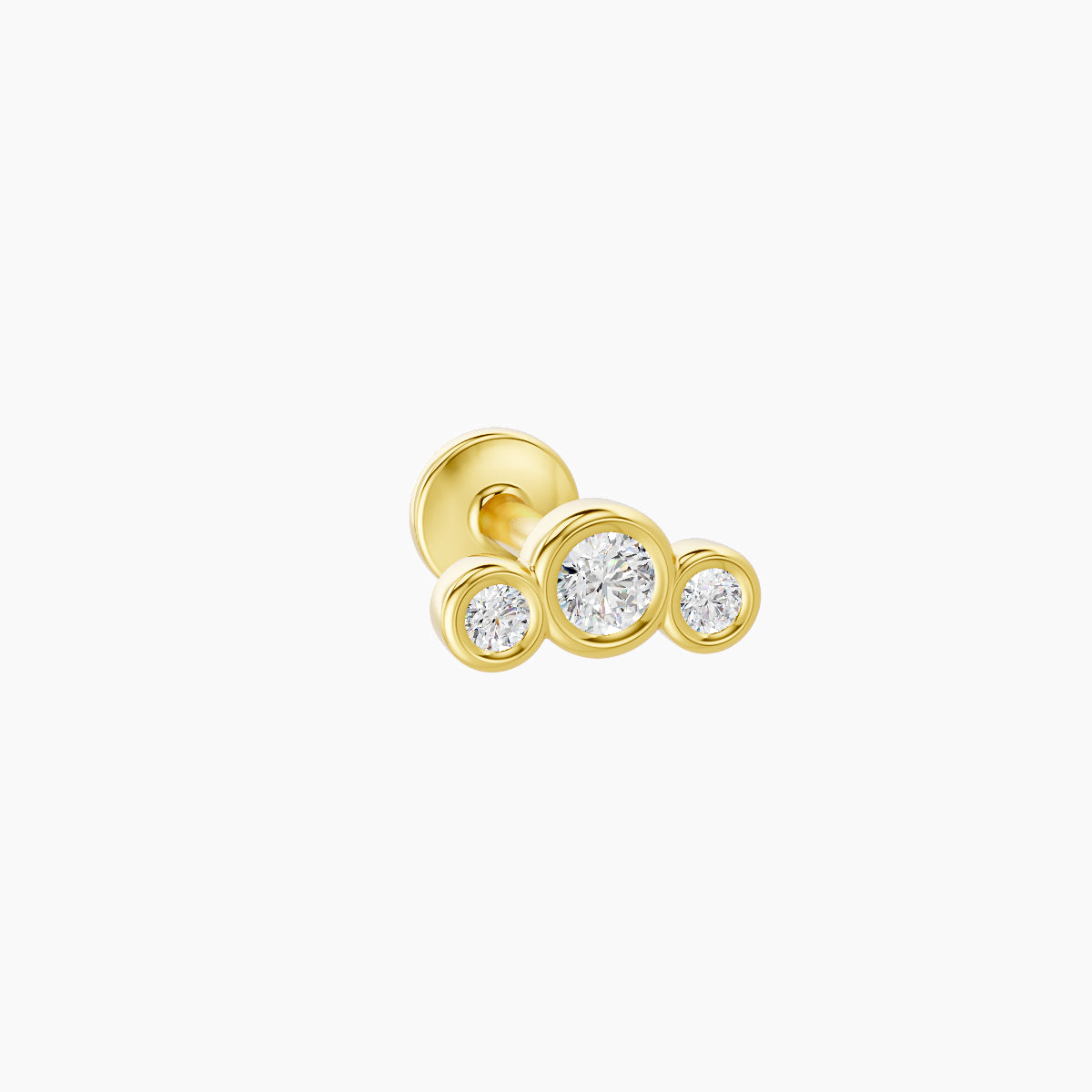 Bast | 18k Yellow Gold 6.5 mm 5 mm Trilogy Diamond Piercing