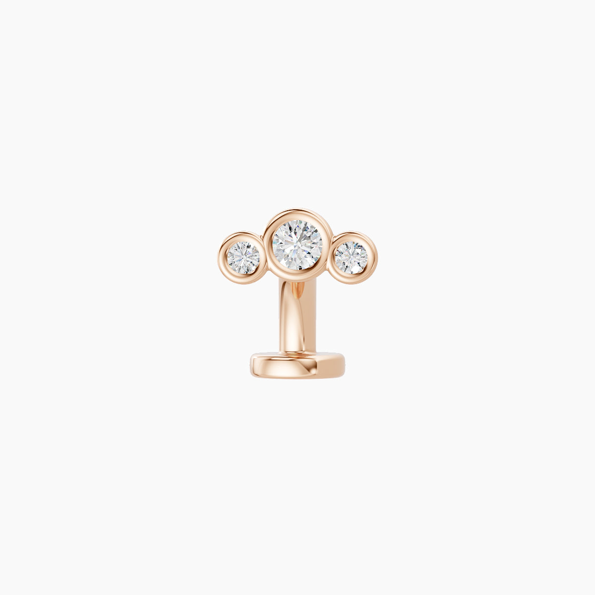 Bast | 18k Rose Gold 6.5 mm 6 mm Trilogy Diamond Floating Navel Piercing