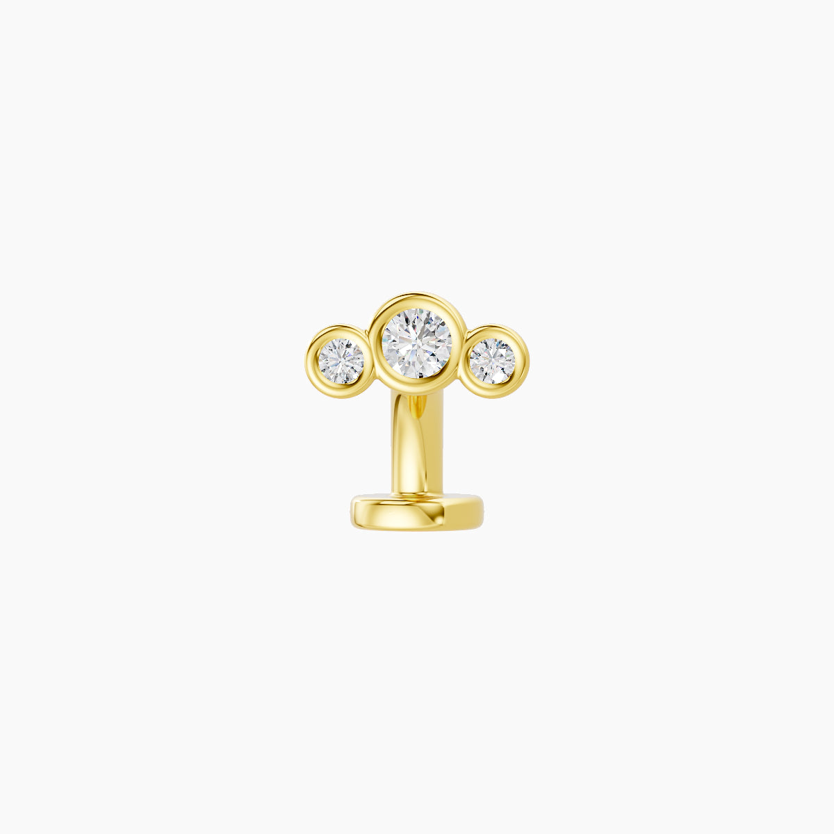 Bast | 18k Yellow Gold 6.5 mm 6 mm Trilogy Diamond Floating Navel Piercing