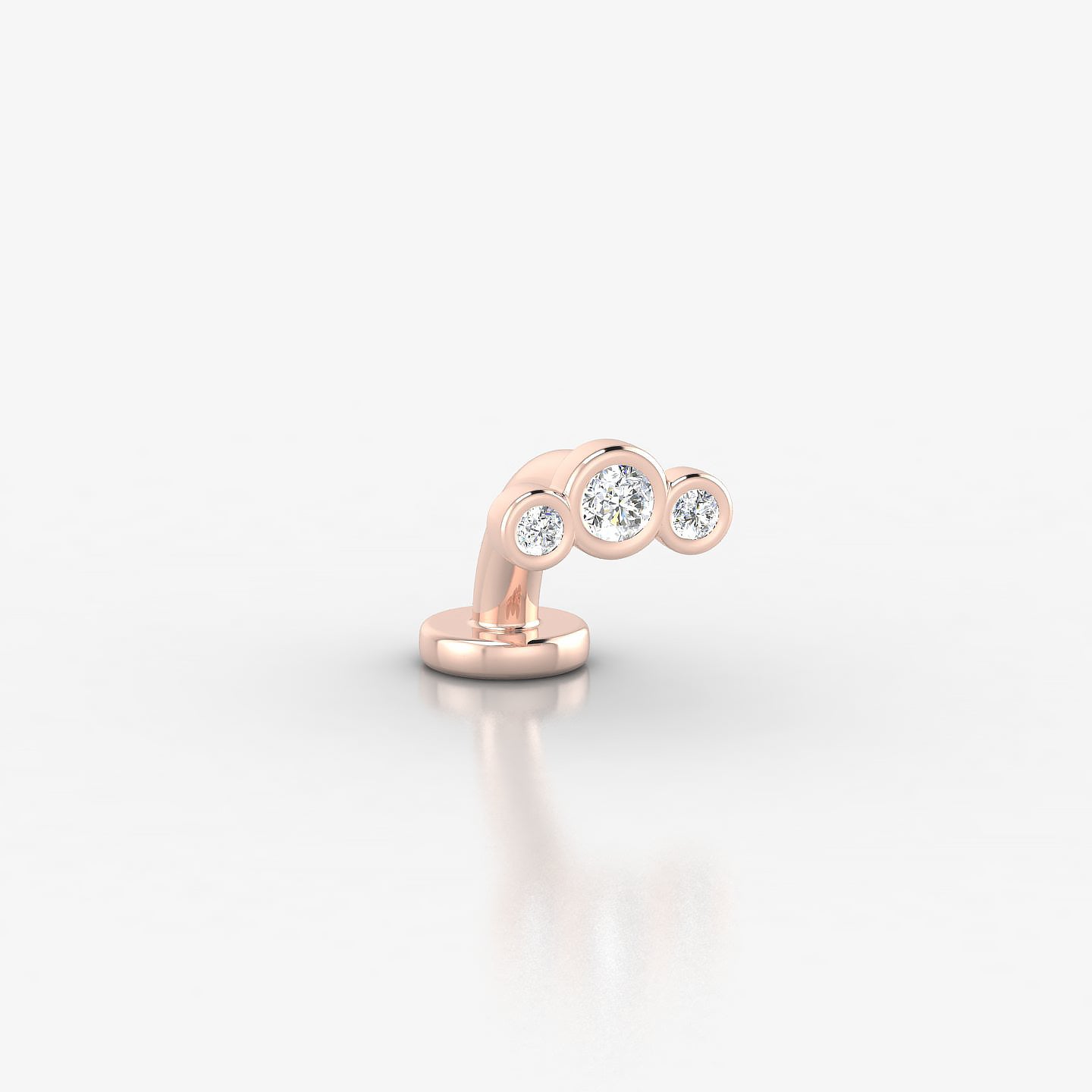 Bast | 18k Rose Gold 6.5 mm 6 mm Trilogy Diamond Floating Navel Piercing