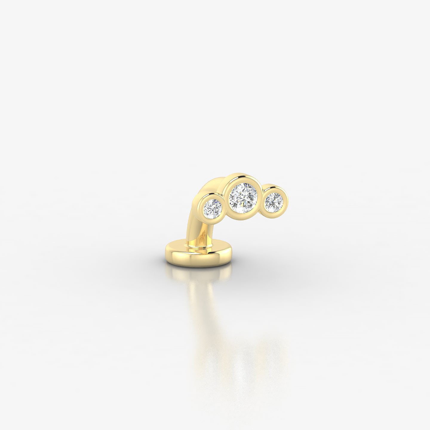 Bast | 18k Yellow Gold 6.5 mm 6 mm Trilogy Diamond Floating Navel Piercing