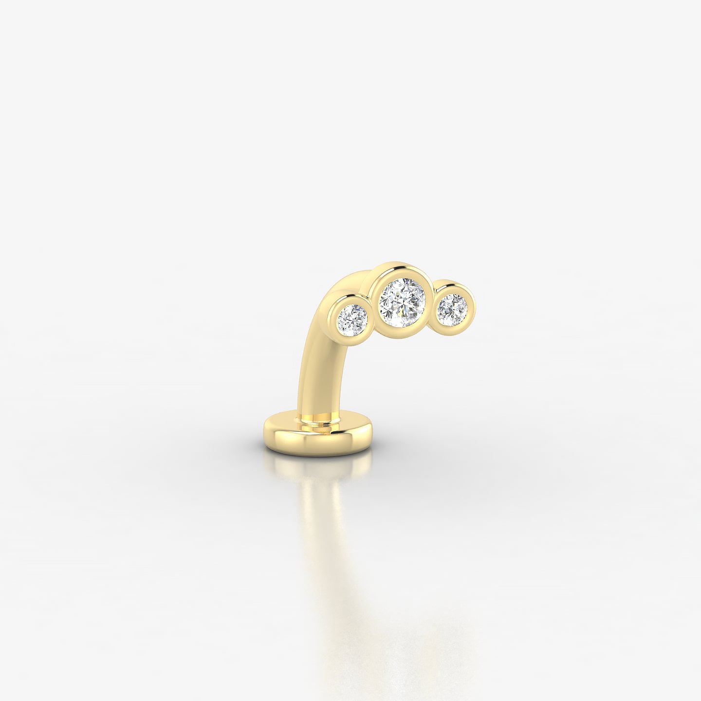 Bast | 18k Yellow Gold 6.5 mm 8 mm Trilogy Diamond Floating Navel Piercing