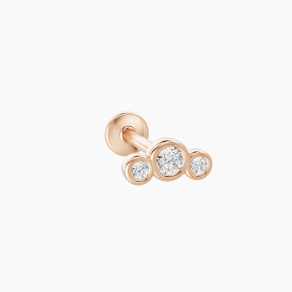 Bast | 18k Rose Gold 6.5 mm 8 mm Trilogy Diamond Piercing