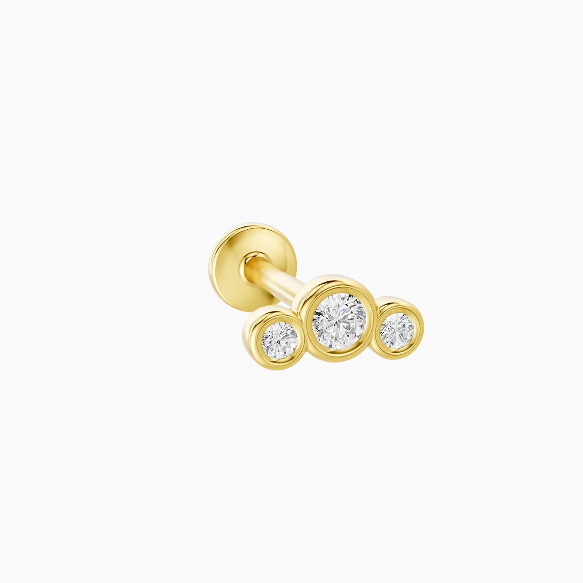 Bast | 18k Yellow Gold 6.5 mm 8 mm Trilogy Diamond Piercing