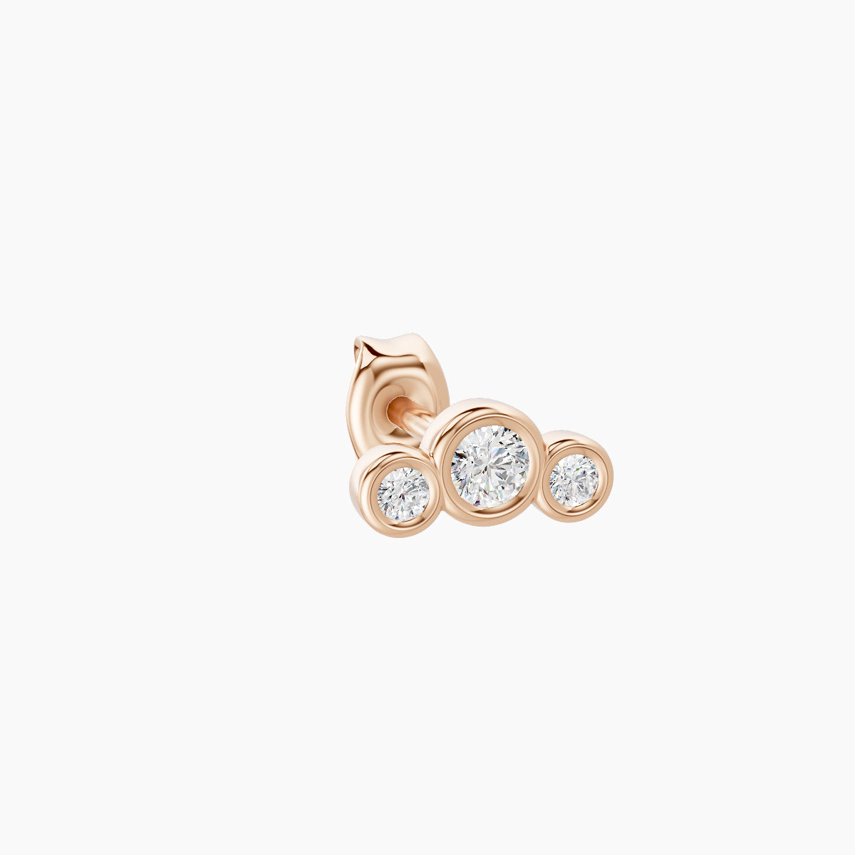 Bast | 18k Rose Gold 6.5 mm Trilogy Diamond Earring