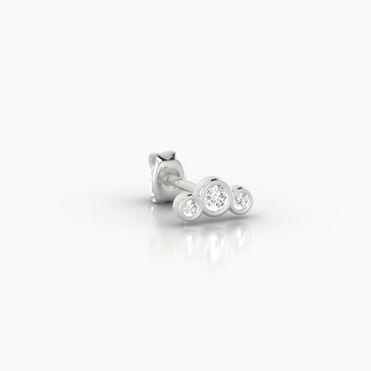 Bast | 18k White Gold 6.5 mm Trilogy Diamond Earring