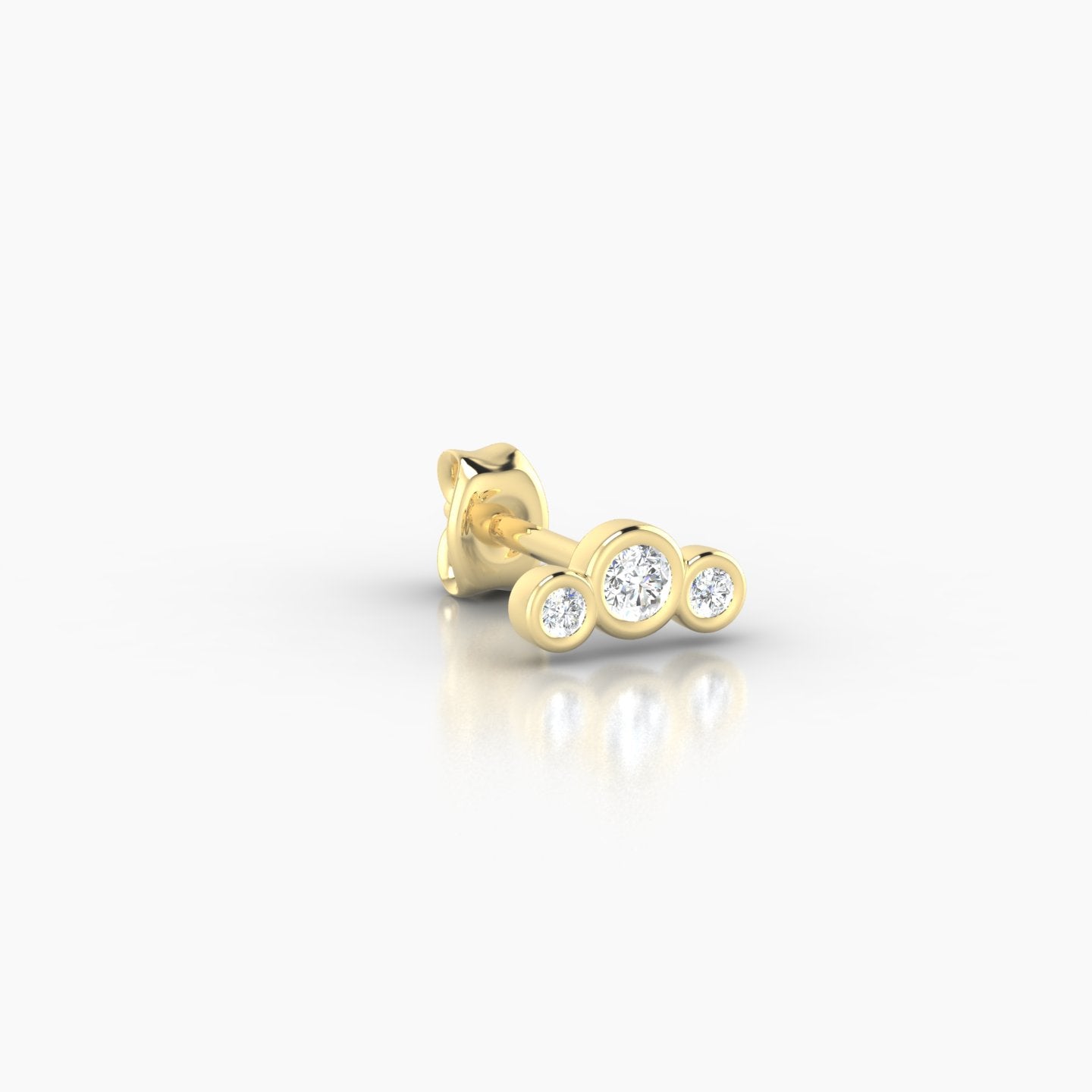 Bast | 18k Yellow Gold 6.5 mm Trilogy Diamond Earring