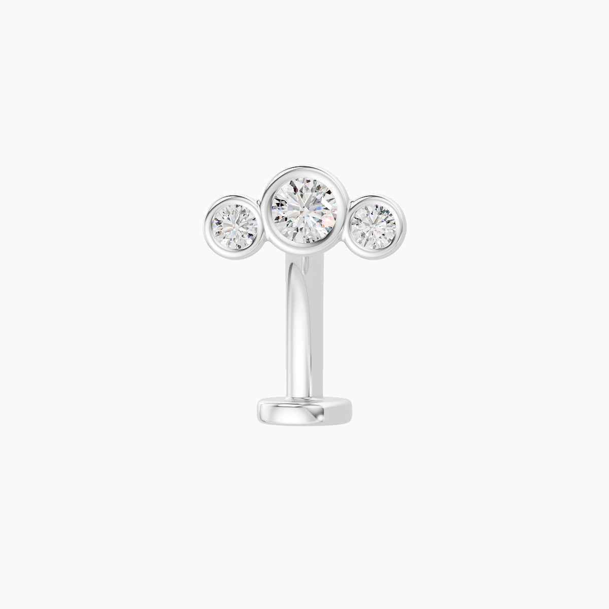 Bast | 18k White Gold 7.5 mm 10 mm Trilogy Diamond Floating Navel Piercing