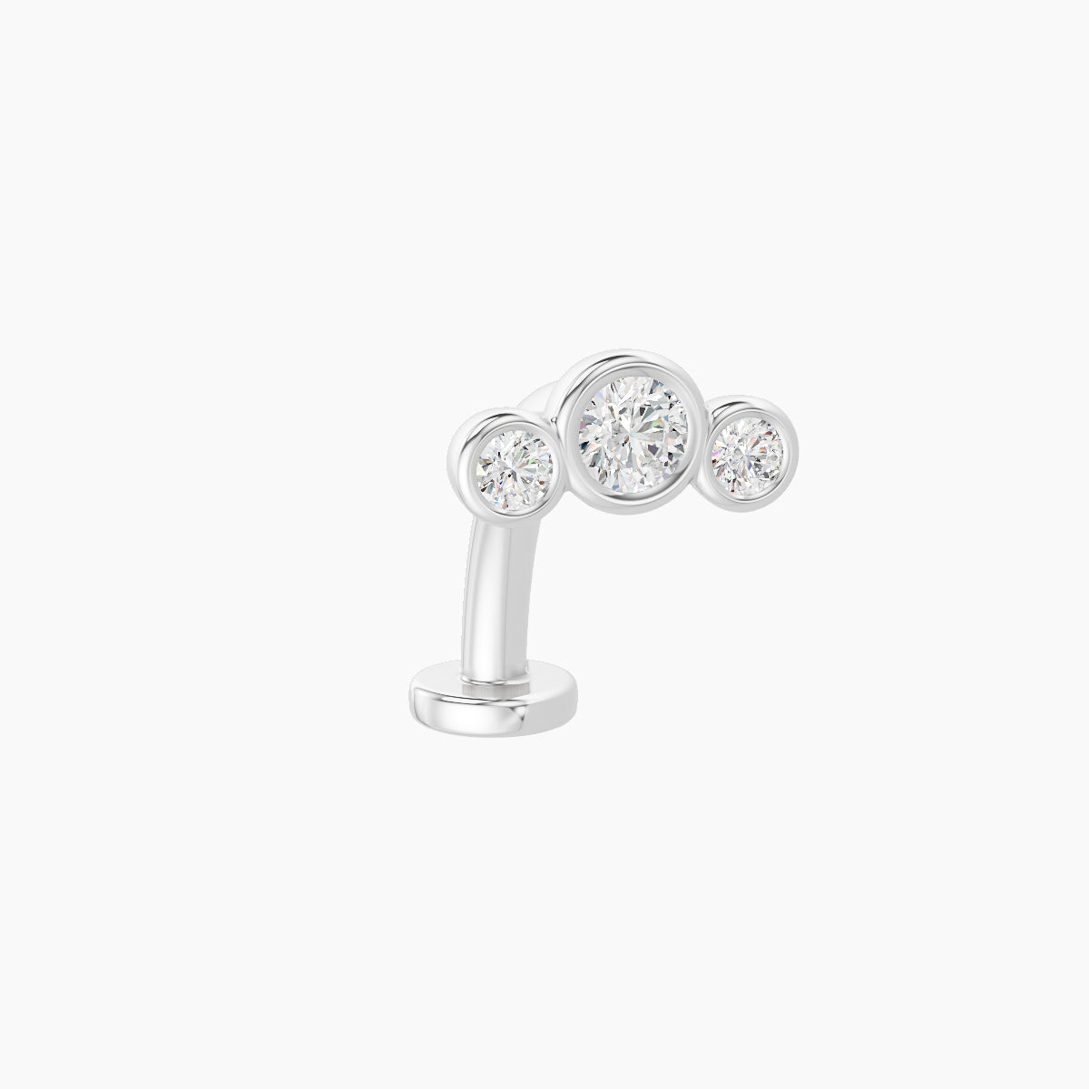 Bast | 18k White Gold 7.5 mm 10 mm Trilogy Diamond Floating Navel Piercing