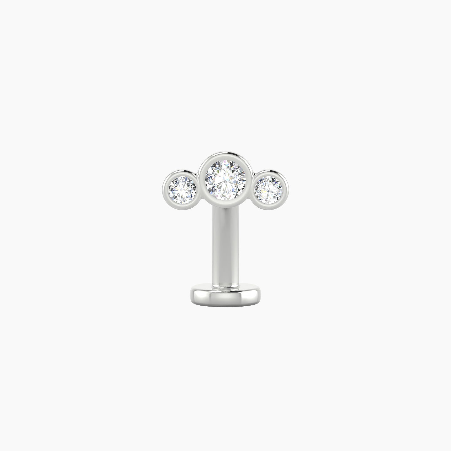 Bast | 18k White Gold 7.5 mm 10 mm Trilogy Diamond Floating Navel Piercing