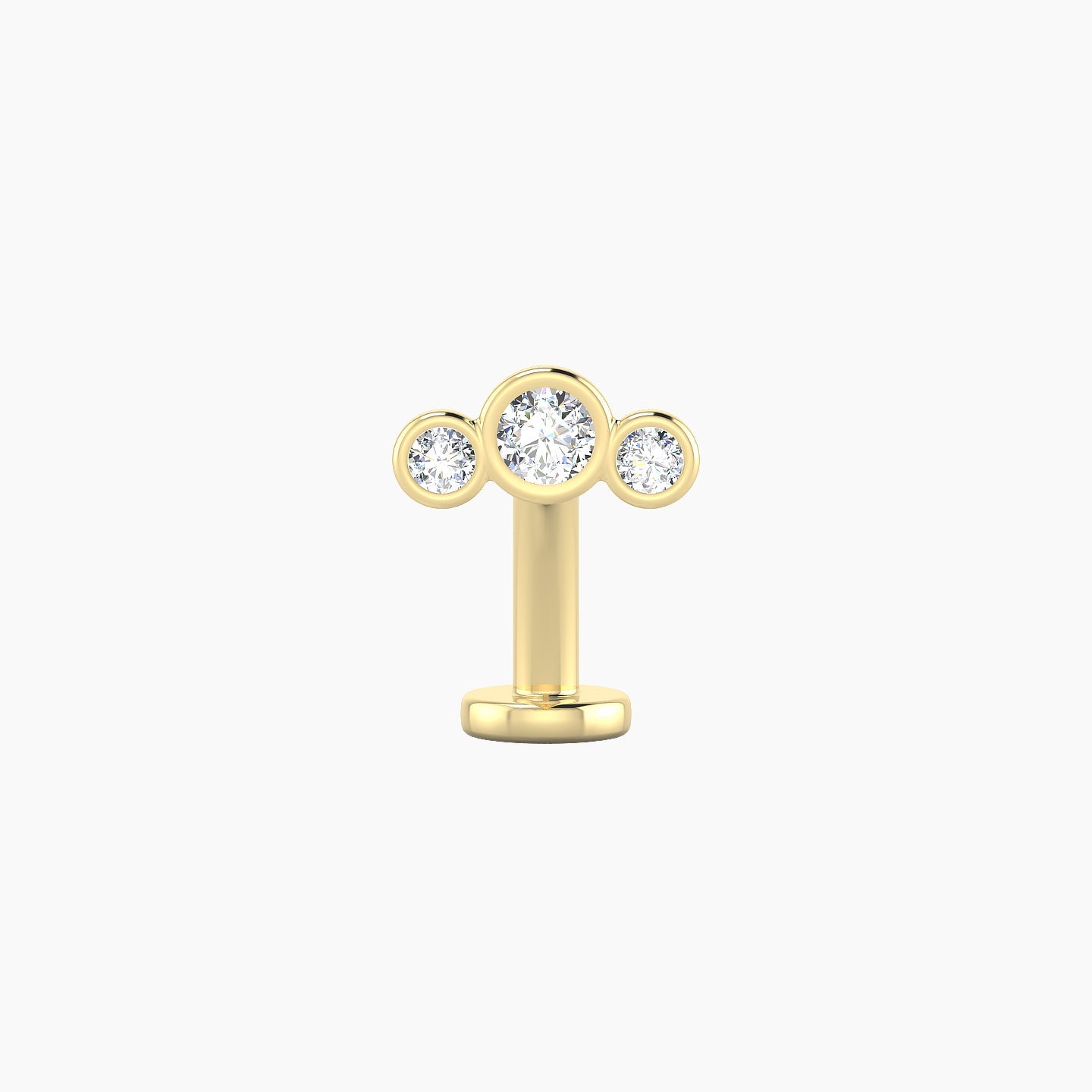 Bast | 18k Yellow Gold 7.5 mm 10 mm Trilogy Diamond Floating Navel Piercing
