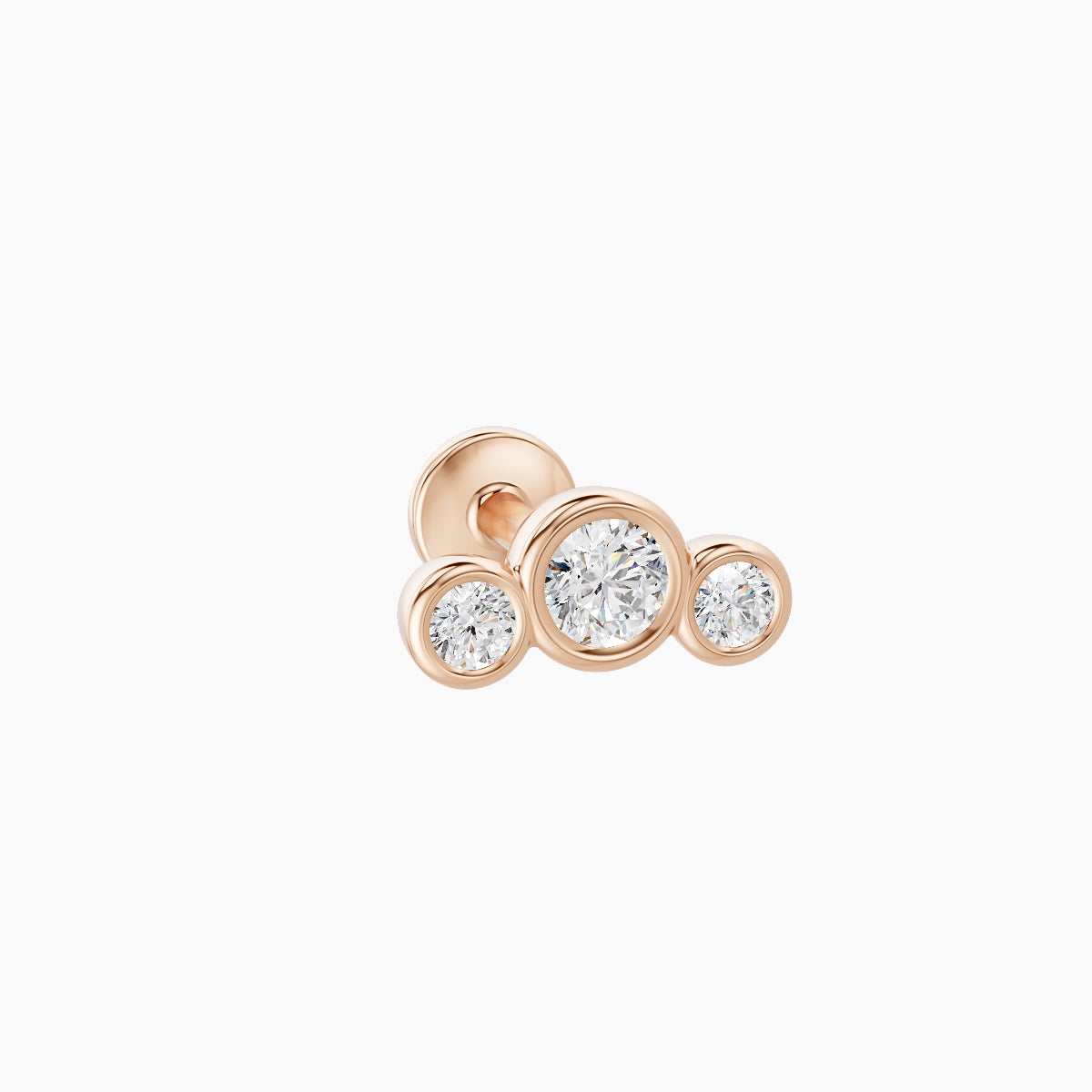 Bast | 18k Rose Gold 7.5 mm 5 mm Trilogy Diamond Piercing
