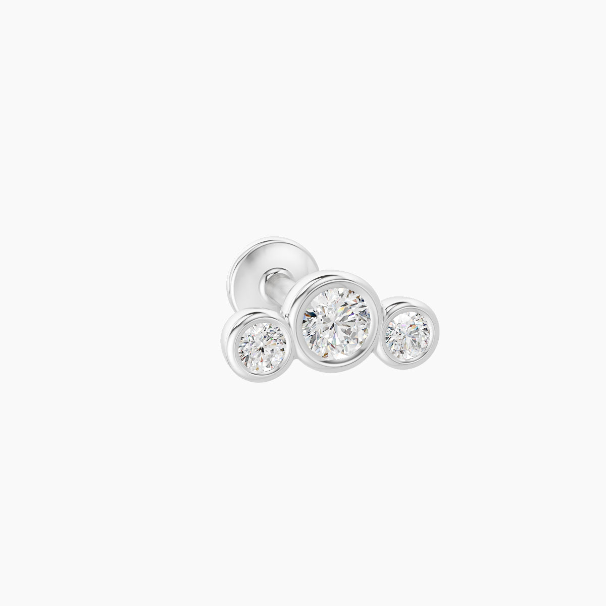 Bast | 18k White Gold 7.5 mm 5 mm Trilogy Diamond Piercing
