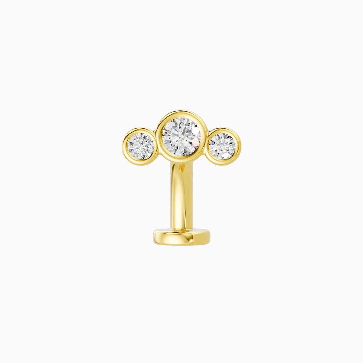 Bast | 18k Yellow Gold 7.5 mm 8 mm Trilogy Diamond Floating Navel Piercing
