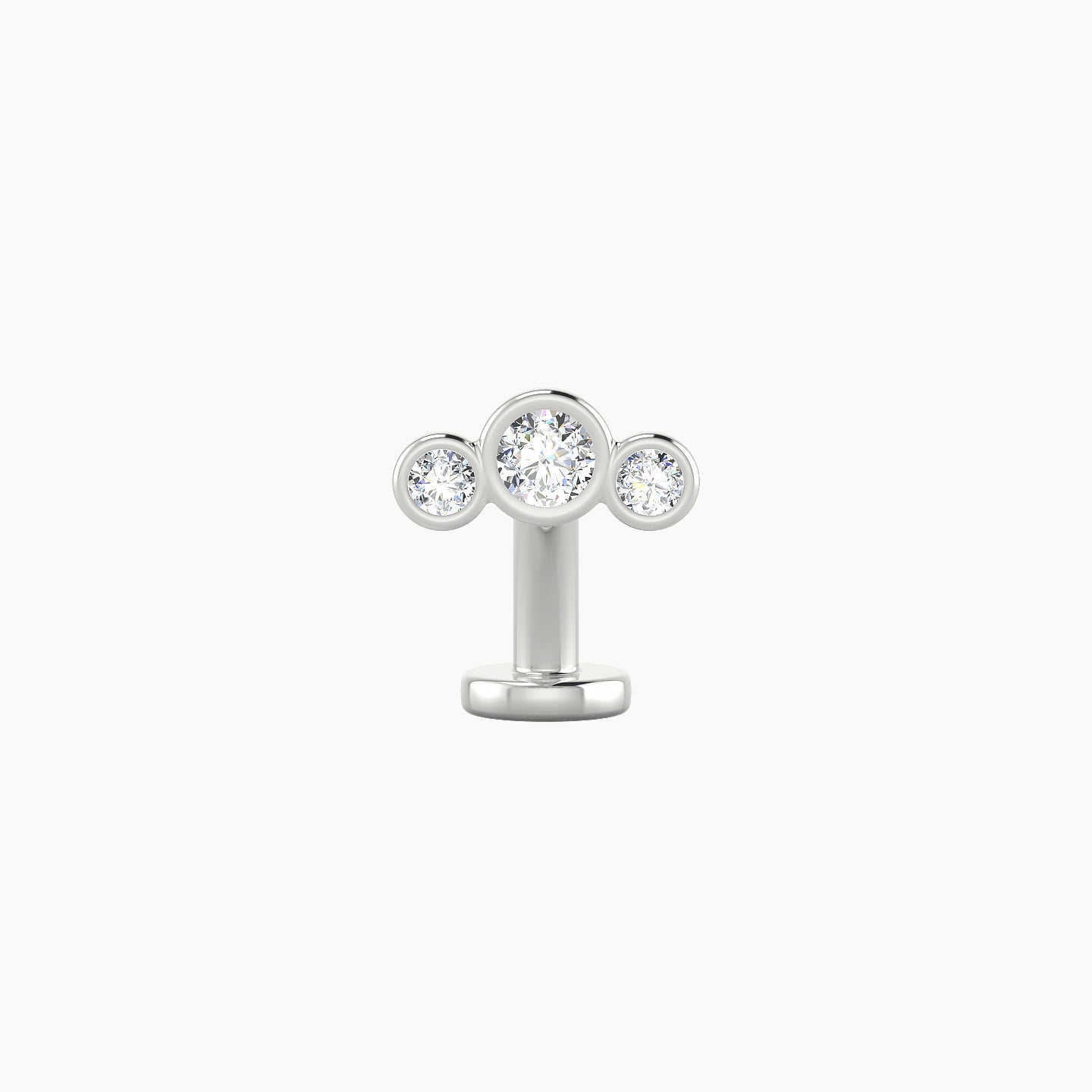 Bast | 18k White Gold 7.5 mm 8 mm Trilogy Diamond Floating Navel Piercing