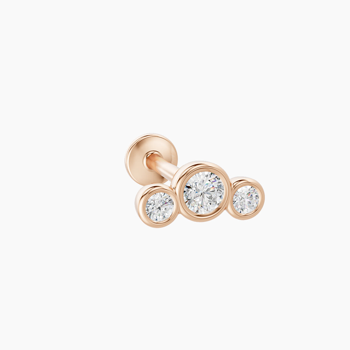 Bast | 18k Rose Gold 7.5 mm 8 mm Trilogy Diamond Piercing