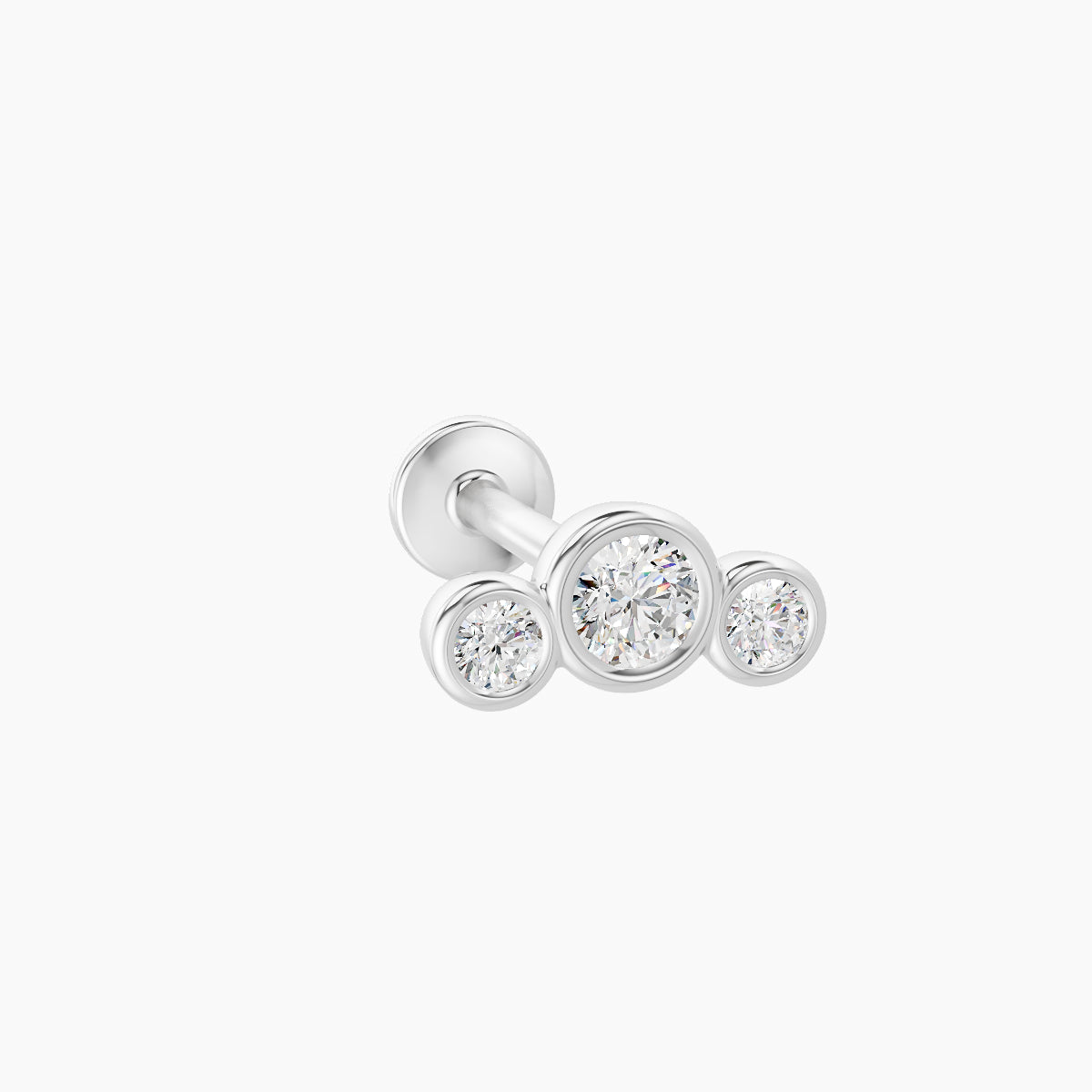 Bast | 18k White Gold 7.5 mm 8 mm Trilogy Diamond Piercing