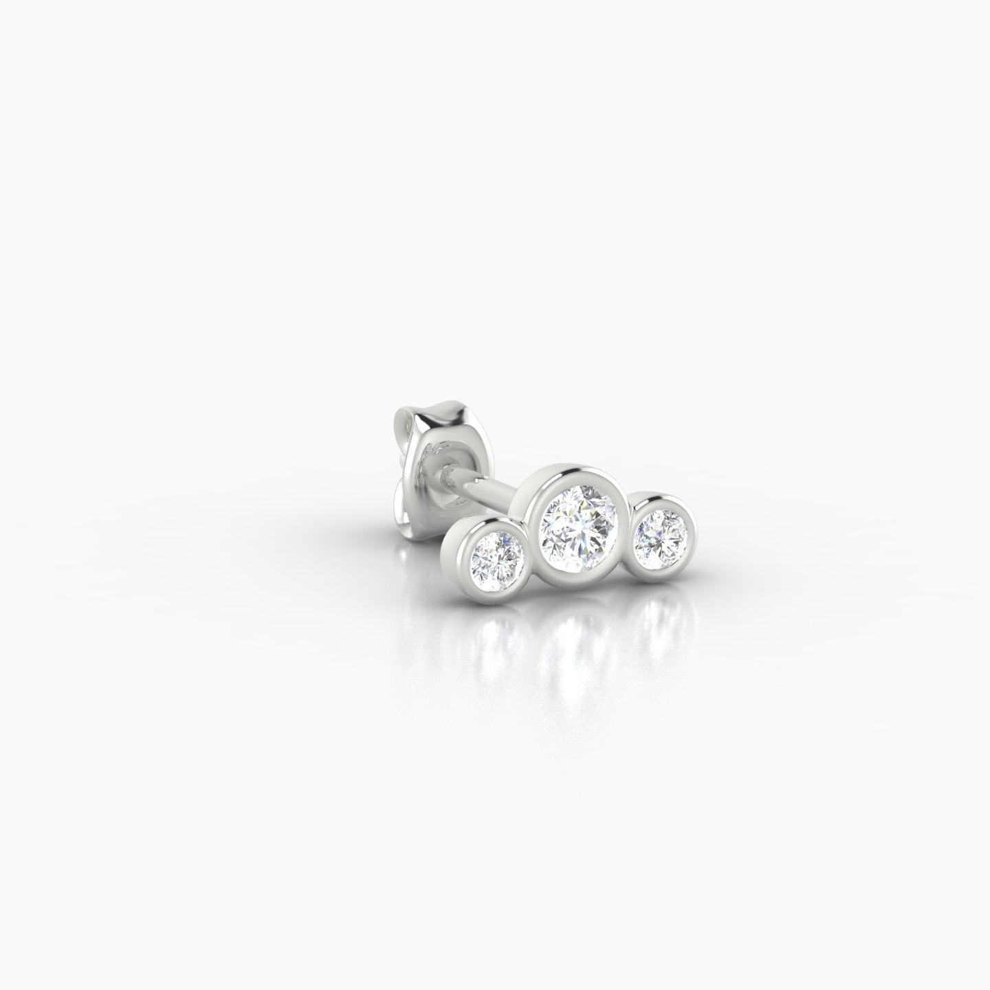 Bast | 18k White Gold 7 mm Trilogy Diamond Earring